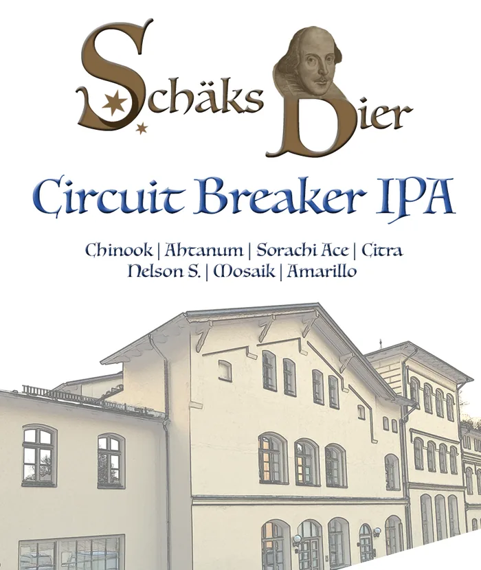 Etikett des Circuit Breaker IPA mit dem SchäksBier-Logo